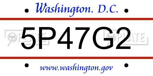 5P47G2 District Of Columbia License Plate