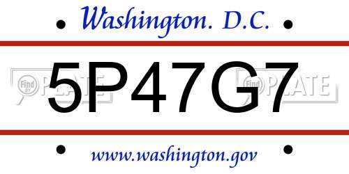 5P47G7 District Of Columbia License Plate