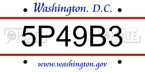 5P49B3 District Of Columbia License Plate