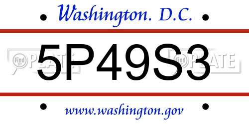5P49S3 District Of Columbia License Plate