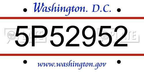 5P52952 District Of Columbia License Plate