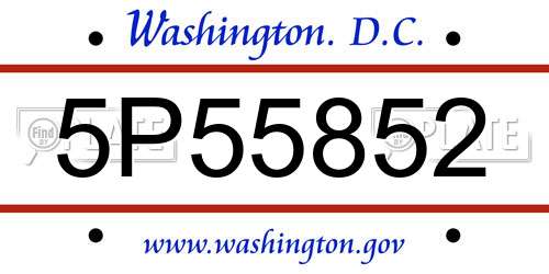 5P55852 District Of Columbia License Plate