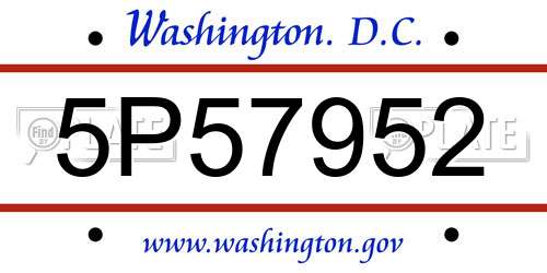 5P57952 District Of Columbia License Plate