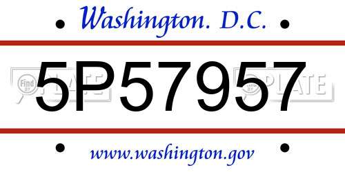 5P57957 District Of Columbia License Plate