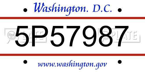 5P57987 District Of Columbia License Plate