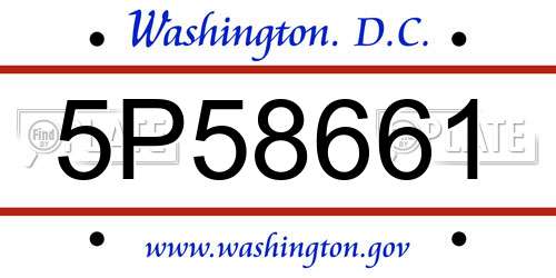 5P58661 District Of Columbia License Plate