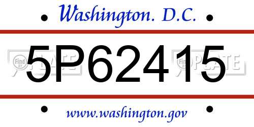 5P62415 District Of Columbia License Plate