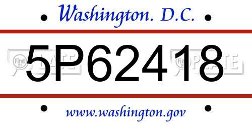 5P62418 District Of Columbia License Plate