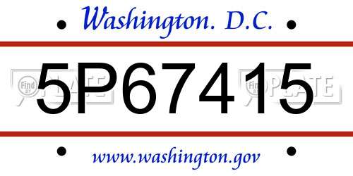 5P67415 District Of Columbia License Plate