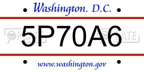 5P70A6 District Of Columbia License Plate