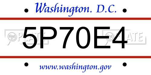 5P70E4 District Of Columbia License Plate