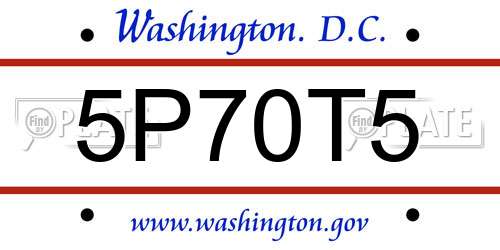 5P70T5 District Of Columbia License Plate