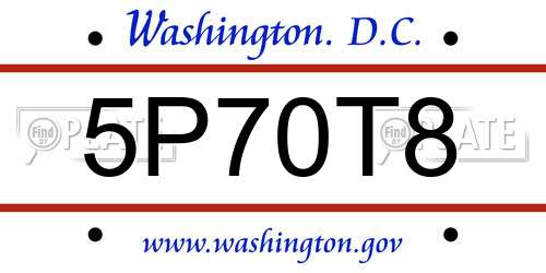 5P70T8 District Of Columbia License Plate