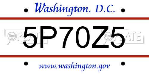5P70Z5 District Of Columbia License Plate