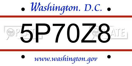 5P70Z8 District Of Columbia License Plate