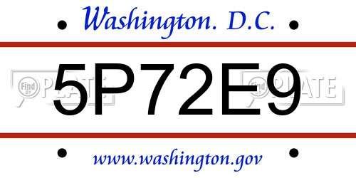 5P72E9 District Of Columbia License Plate