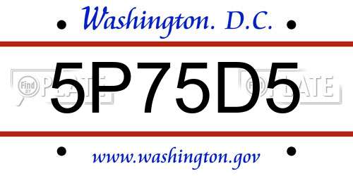 5P75D5 District Of Columbia License Plate