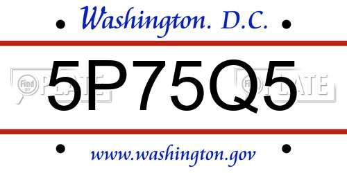 5P75Q5 District Of Columbia License Plate