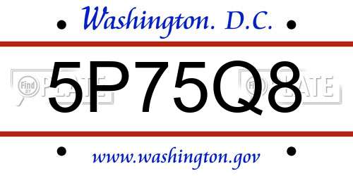 5P75Q8 District Of Columbia License Plate
