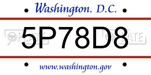 5P78D8 District Of Columbia License Plate