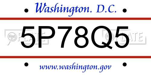 5P78Q5 District Of Columbia License Plate