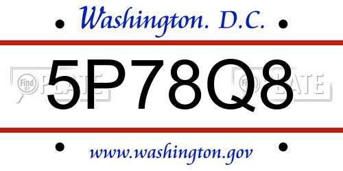 5P78Q8 District Of Columbia License Plate