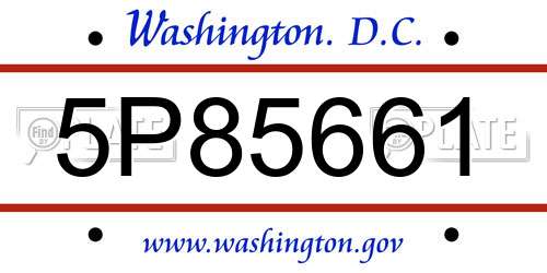 5P85661 District Of Columbia License Plate