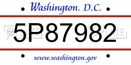 5P87982 District Of Columbia License Plate