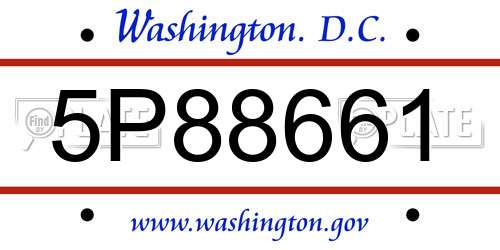 5P88661 District Of Columbia License Plate