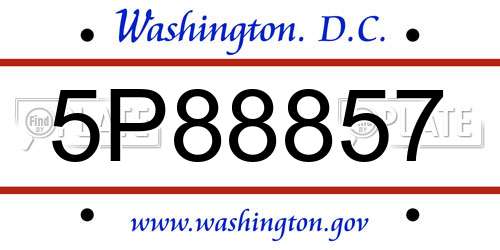 5P88857 District Of Columbia License Plate