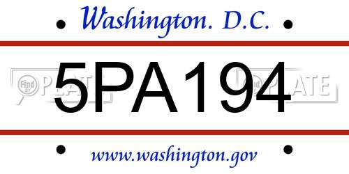 5PA194 District Of Columbia License Plate