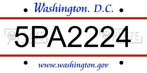5PA2224 District Of Columbia License Plate