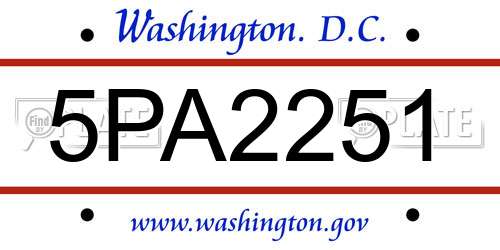 5PA2251 District Of Columbia License Plate