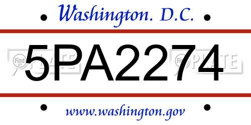 5PA2274 District Of Columbia License Plate