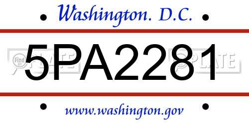 5PA2281 District Of Columbia License Plate