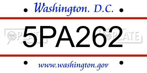 5PA262 District Of Columbia License Plate