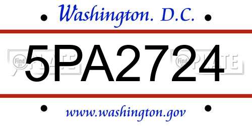 5PA2724 District Of Columbia License Plate