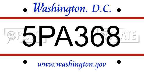 5PA368 District Of Columbia License Plate