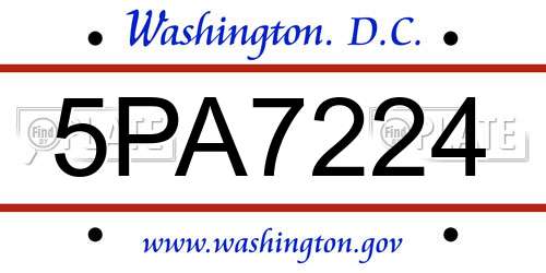 5PA7224 District Of Columbia License Plate