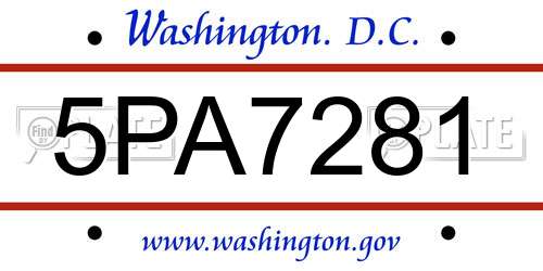 5PA7281 District Of Columbia License Plate