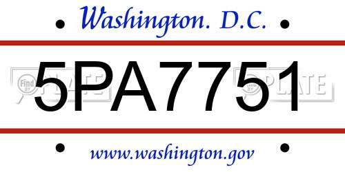 5PA7751 District Of Columbia License Plate