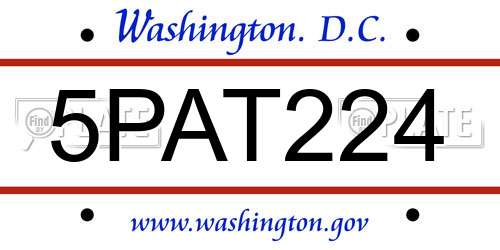 5PAT224 District Of Columbia License Plate
