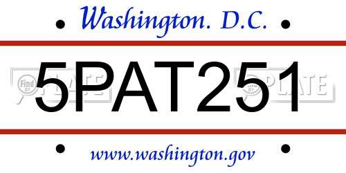 5PAT251 District Of Columbia License Plate