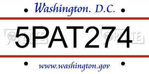 5PAT274 District Of Columbia License Plate