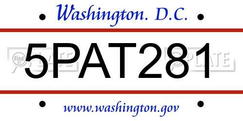 5PAT281 District Of Columbia License Plate