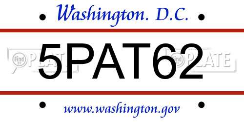5PAT62 District Of Columbia License Plate