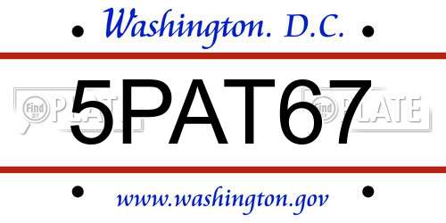 5PAT67 District Of Columbia License Plate