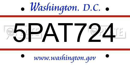 5PAT724 District Of Columbia License Plate
