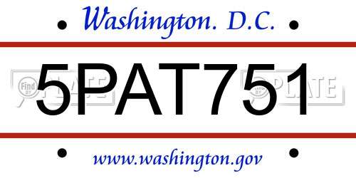 5PAT751 District Of Columbia License Plate