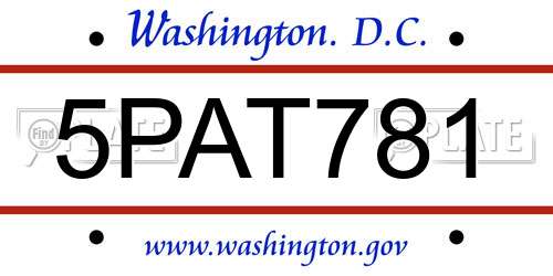 5PAT781 District Of Columbia License Plate
